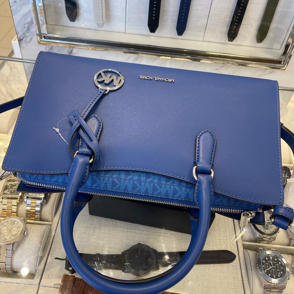 MICHAEL KORS Arden Md Top-Zip EW Leather Tote Crossbody Satchel
Galaxy Blue 
NWT - Picture 8 of 16